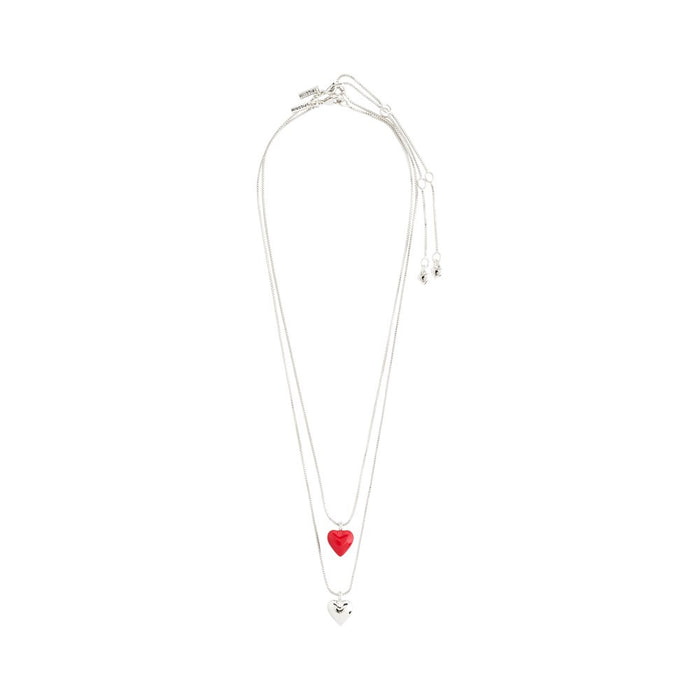 Maeve Recycled Necklace 2 In A Set - Silver Plated - Red