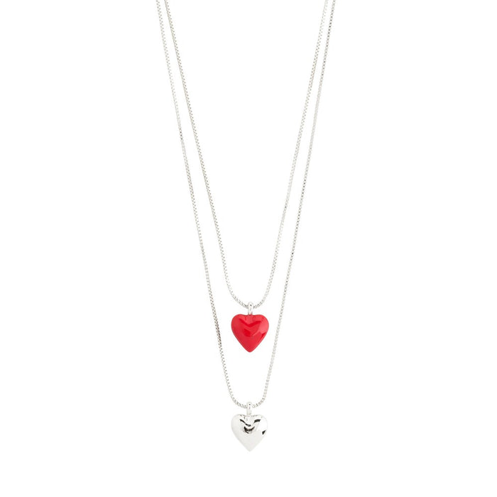 Maeve Recycled Necklace 2 In A Set - Silver Plated - Red