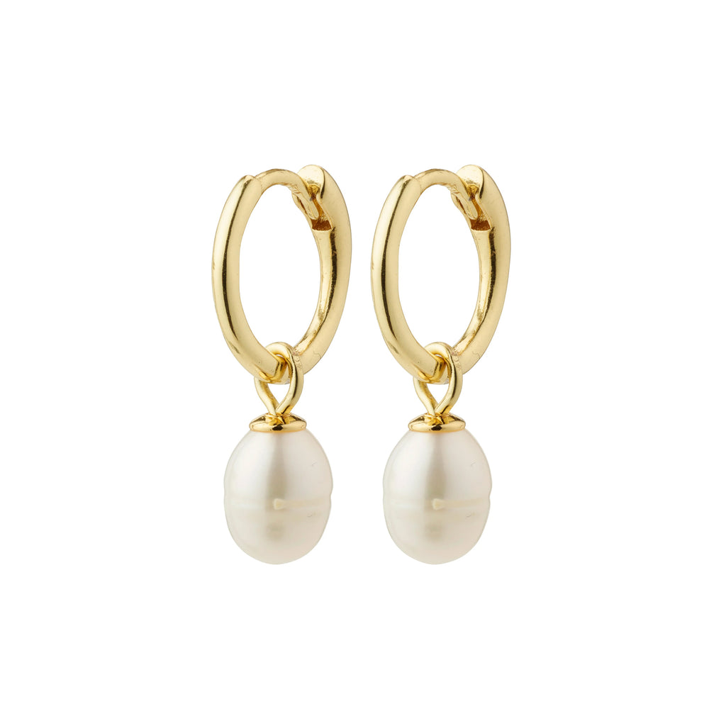 Berthe Recycled Pearl Hoop Earrings - Gold Plated