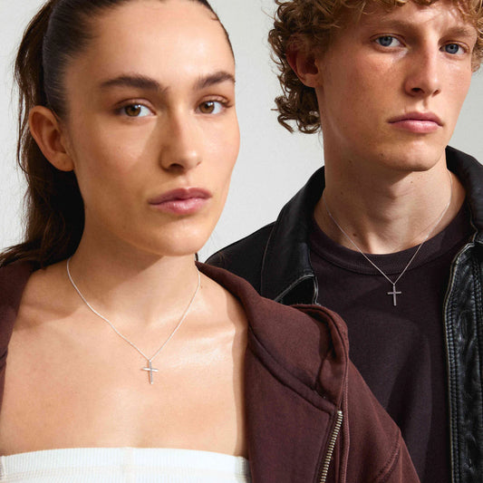 Daisy Recycled Cross Pendant Necklace - Silver Plated