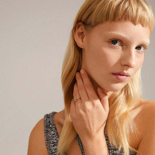 Lulu Recycled Crystal Heart Stack Ring - Gold Plated