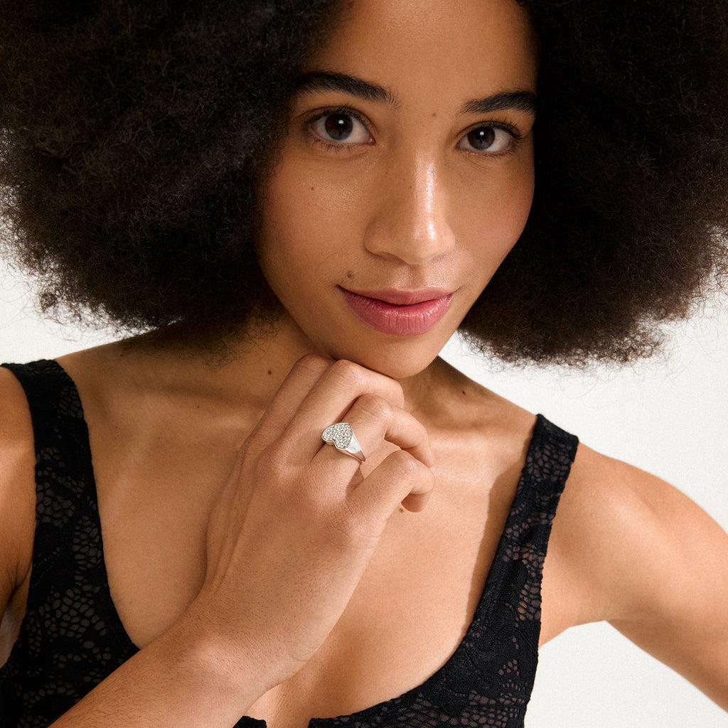 Emmett Recycled Crystal Ring - Silver Plated