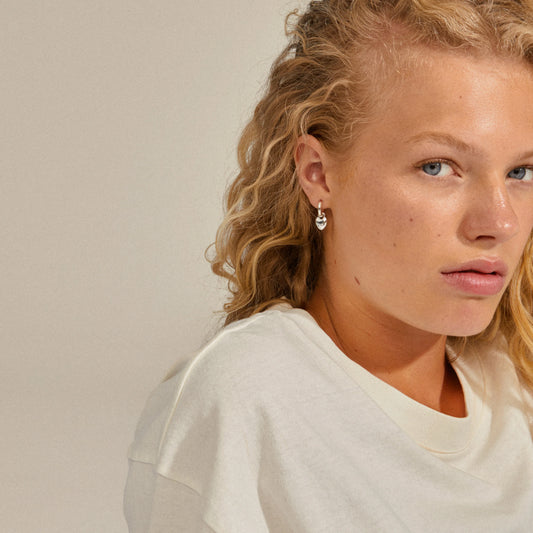 Sophia Recycled Heart Hoops - Silver Plated