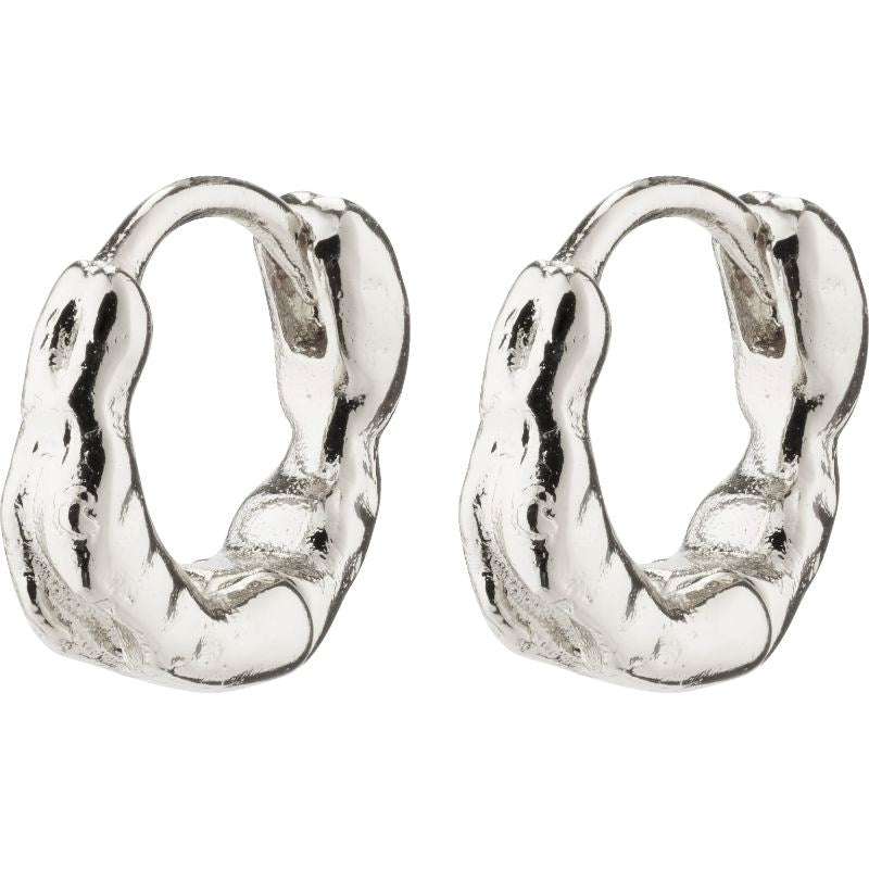 Eddy Recycled Organic Shaped Mini Huggie Hoops - Silver Plated