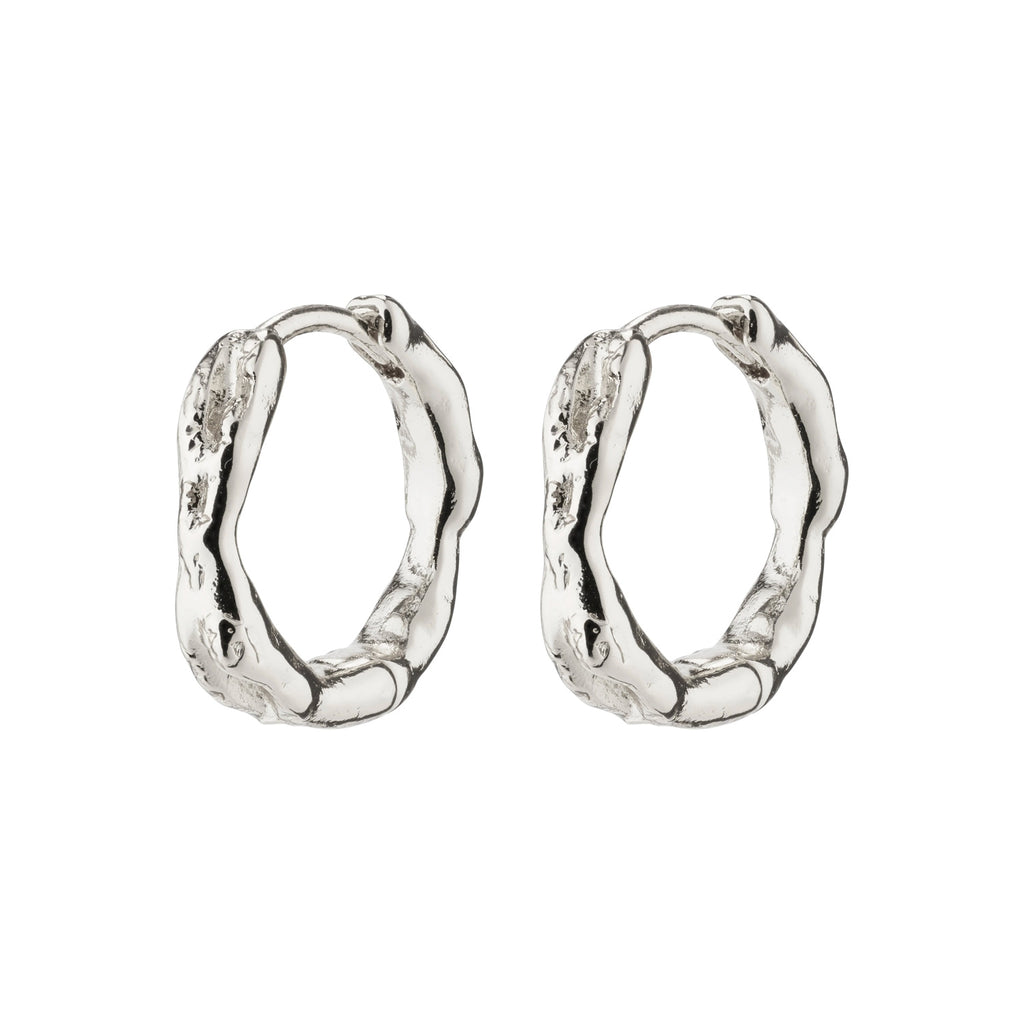 Eddy Recycled Organic Shaped Small Hoops - Silver Plated