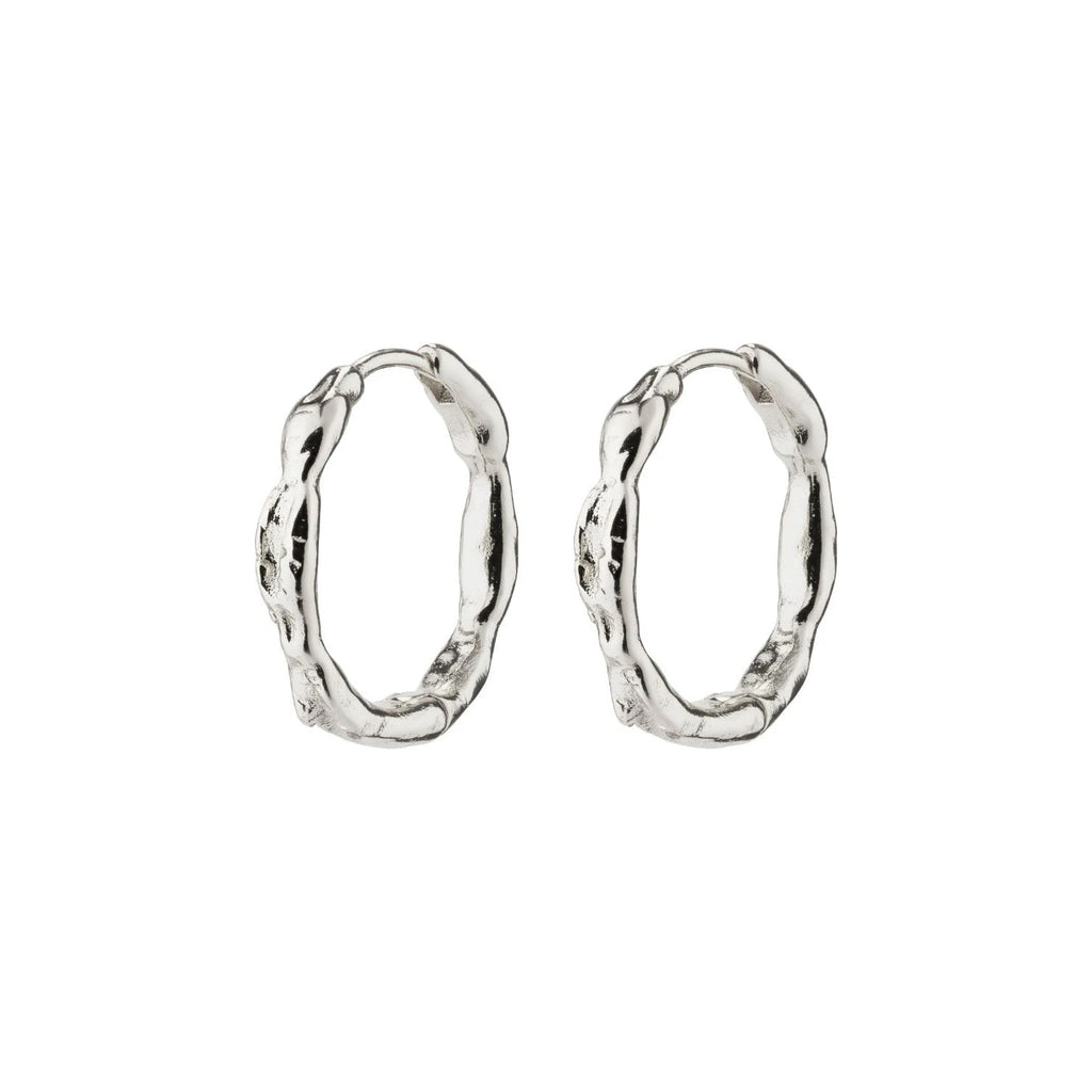 Eddy Recycled Organic Shaped Medium Hoops - Silver Plated