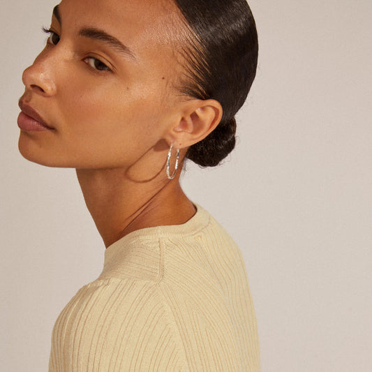Eddy Recycled Organic Shaped Maxi Hoops - Silver Plated