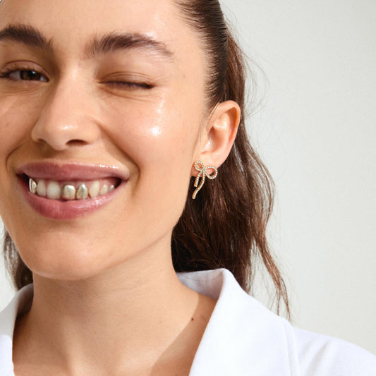 Jolanta Recycled Earrings - Gold Plated - Crystal