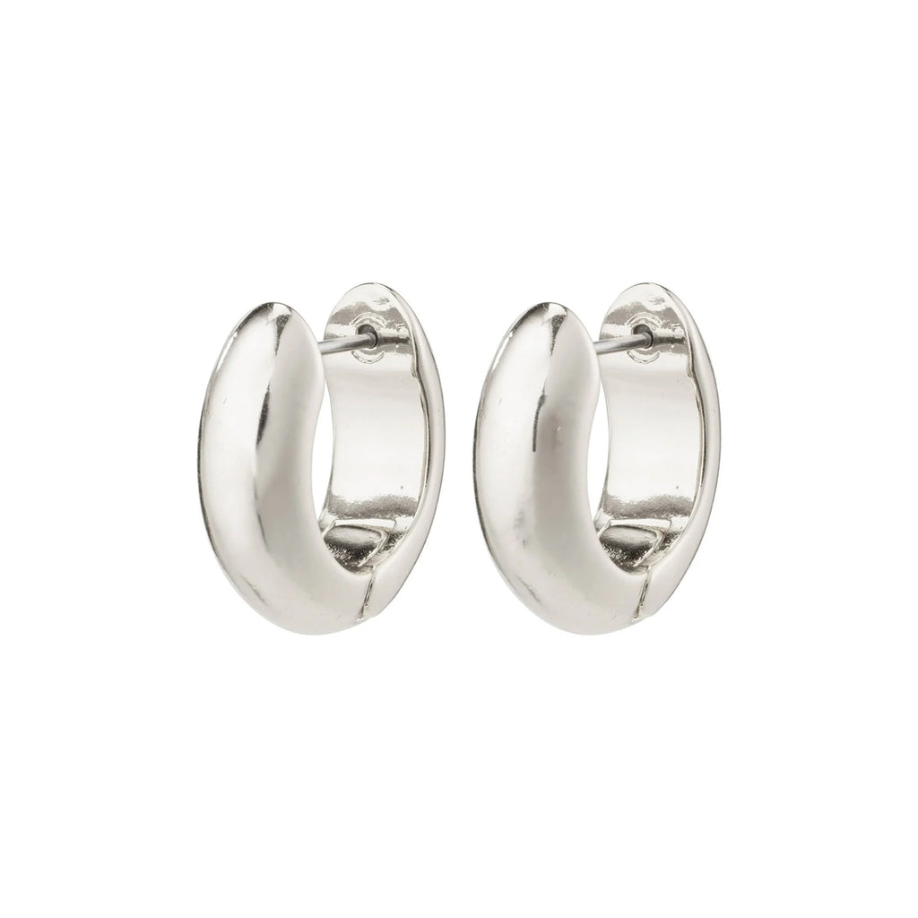Mine Recycled Chunky Huggie Hoops - Silver Plated