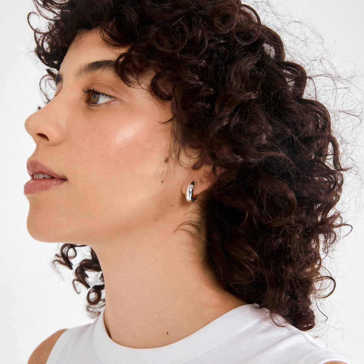 Mine Recycled Chunky Huggie Hoops - Silver Plated