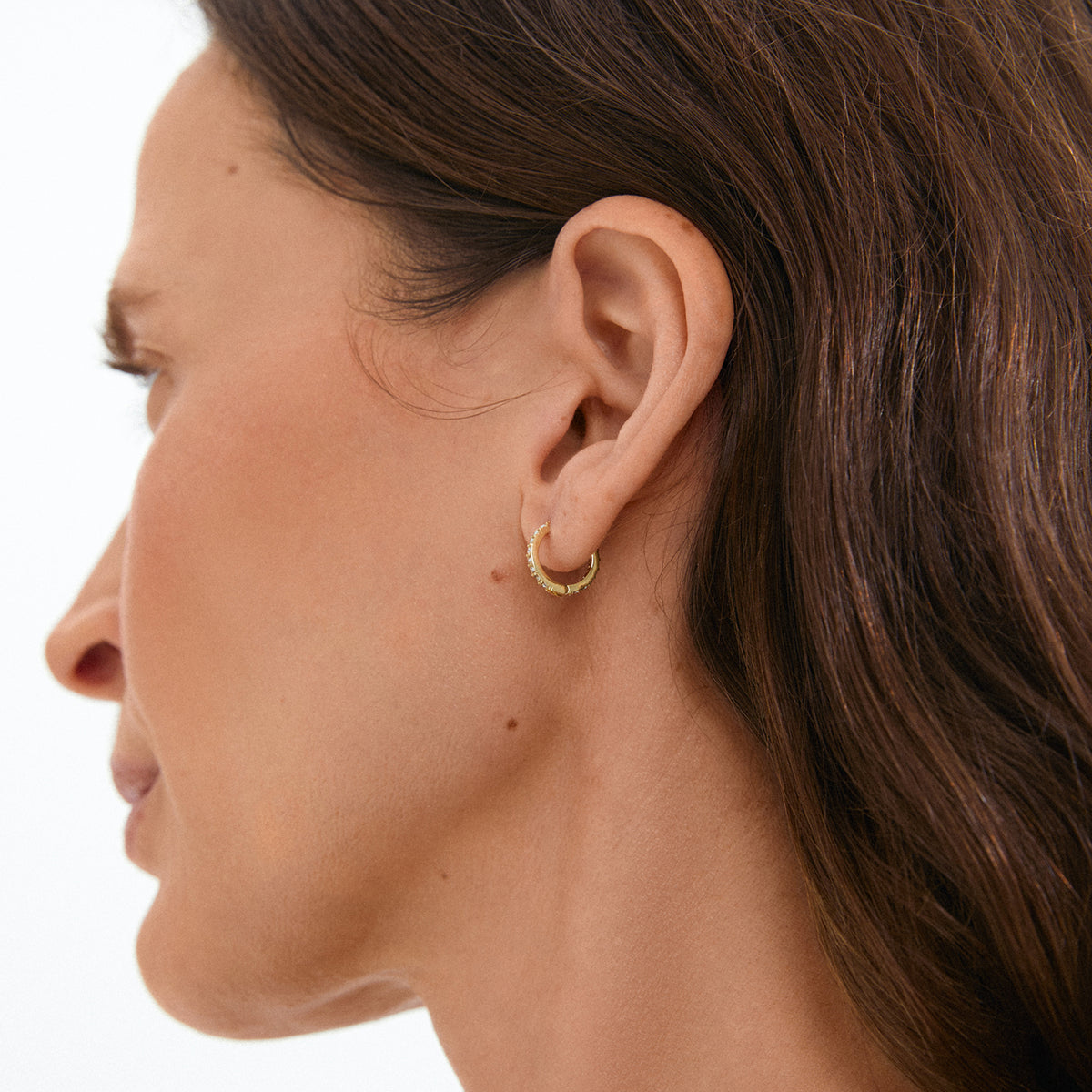 Ebna Small Crystal Hoops - Gold Plated