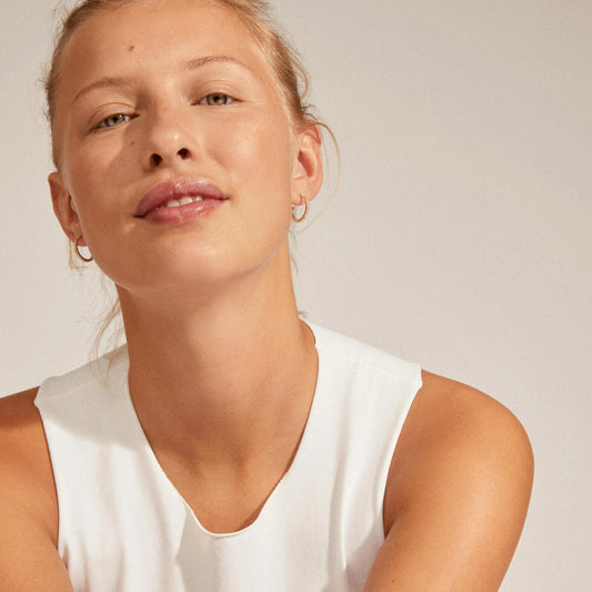 Ebna Medium Crystal Hoops - Gold Plated