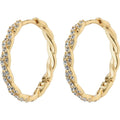 Ezo Twirled Crystal Hoops - Gold Plated