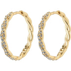 Ezo Twirled Crystal Hoops - Gold Plated