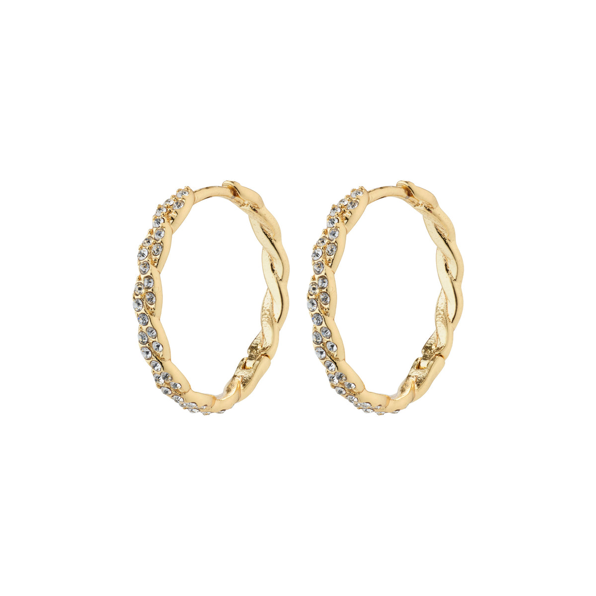 Ezo Twirled Crystal Hoops - Gold Plated