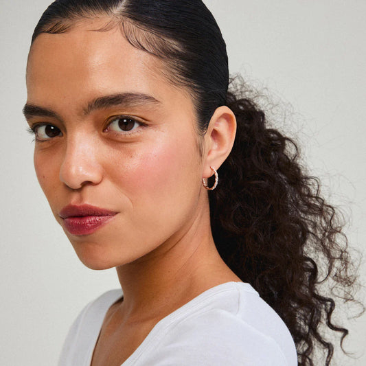 Ezo Twirled Crystal Hoops - Silver Plated