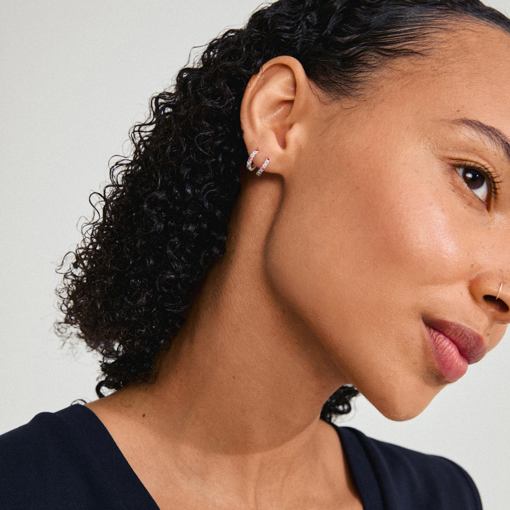 Kleopratra Recycled Hoop Earrings - Silver Plated - Multi