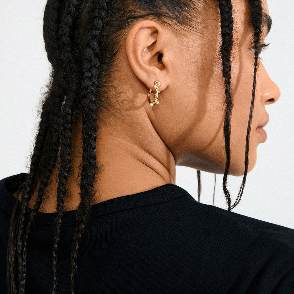 Hadley Recycled White Earrings - Gold Plated