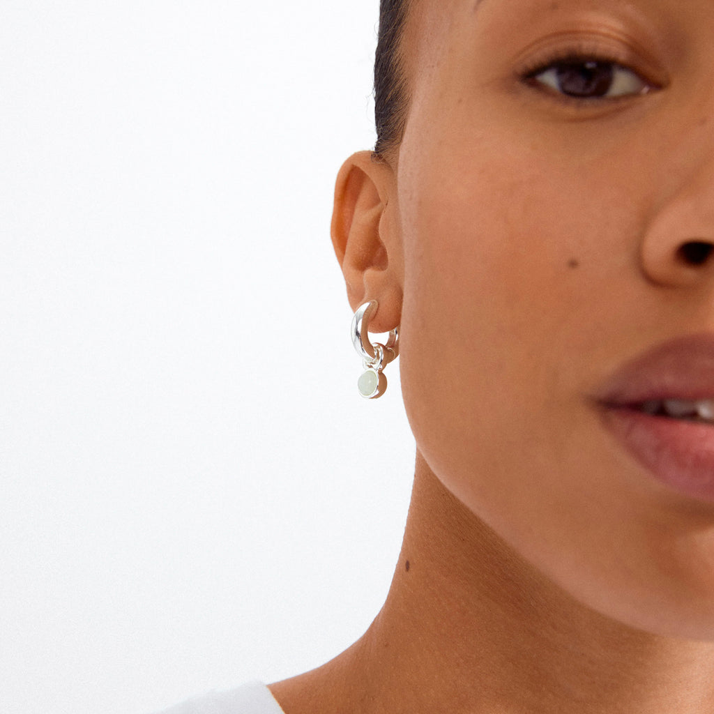 Evah Recycled Blue Hoop Earrings - Silver Plated