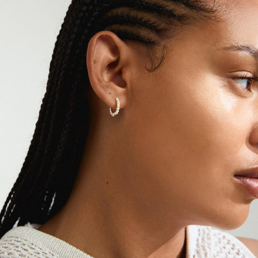 Kalia Recycled Hoop Earrings - Gold Plated - White