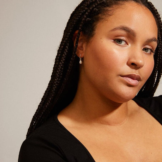 Berthe Recycled Pearl Hoop Earrings - Silver Plated