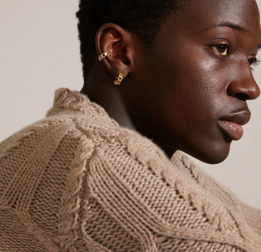 Desiree Recycled Hoop And Cuff Earrings - Gold Plated