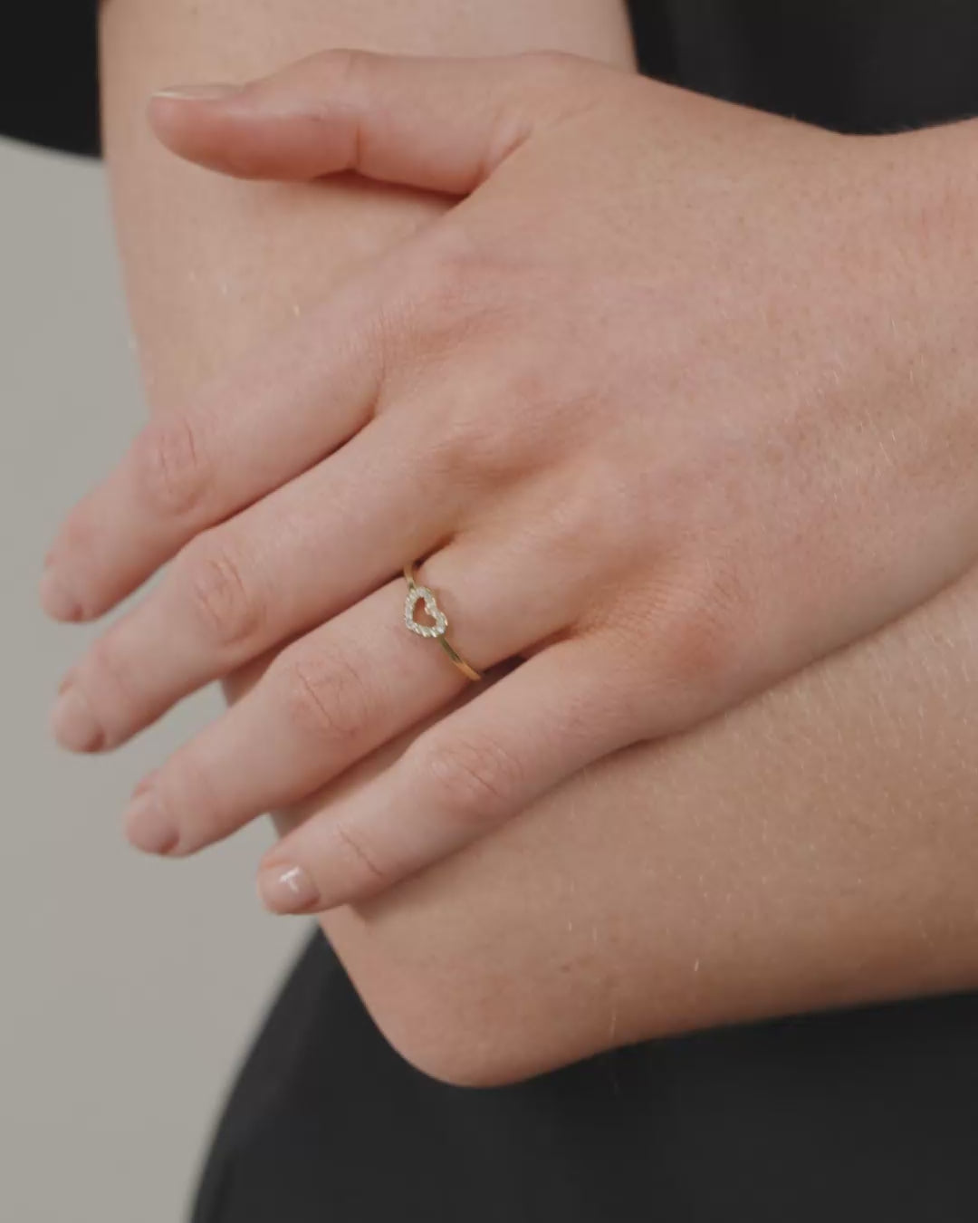 Lulu Recycled Crystal Heart Stack Ring - Gold Plated