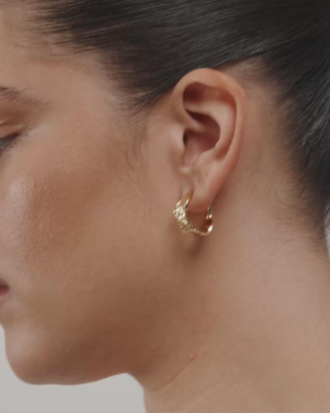 Elara Organic Shaped Hoop Earrings - Gold Plated