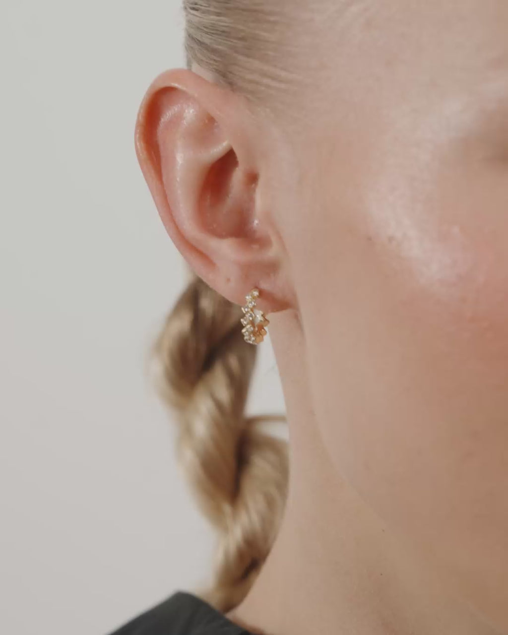 Ester Crystal Hoop Earrings - Gold Plated