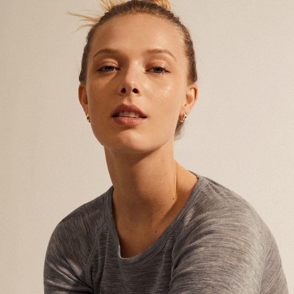 Aica Recycled Chunky Huggie Hoop Earrings - Silver Plated