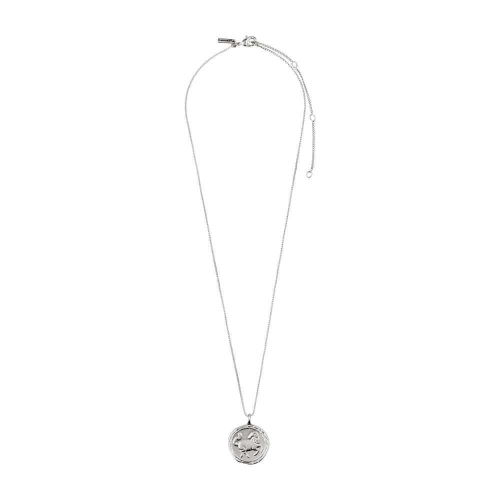 Aries Zodiac Sign Necklace - Silver Plated - Crystal