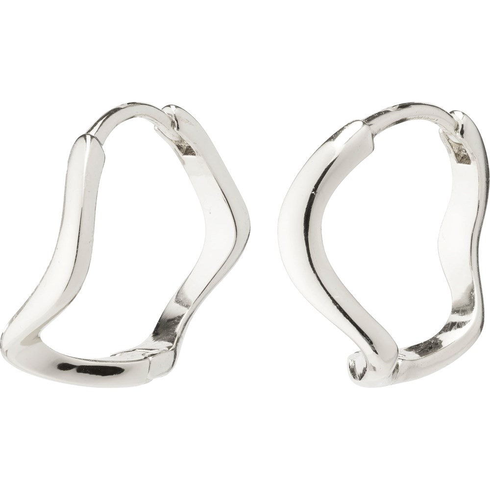 Alberte Organic Shape Hoop Earrings - Silver Plated