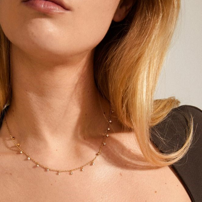 Maja Crystal Multi Drops Necklace - Gold Plated