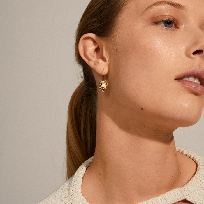 Em Wavy Hoop Earrings  - Gold Plated