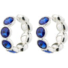 Callie Recycled Crystal Hoops  - Silver Plated - Blue