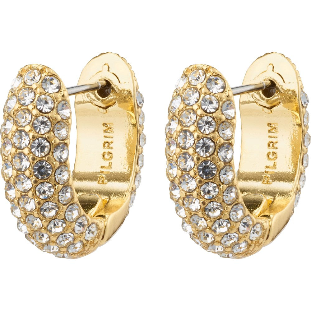 Lona Recycled Chunky Crystal Huggie Hoops - Gold Plated