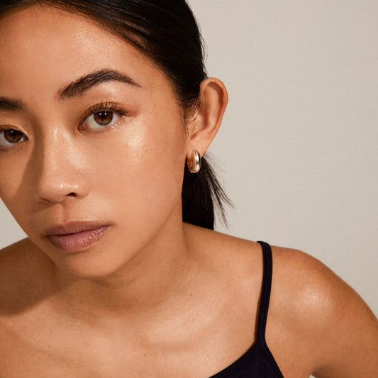 Mine Recycled Chunky Huggie Hoops - Silver Plated