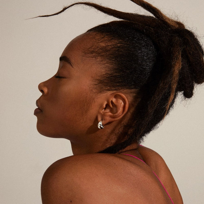 Alexane Recycled Chunky Mini Hoop Earrings - Silver Plated