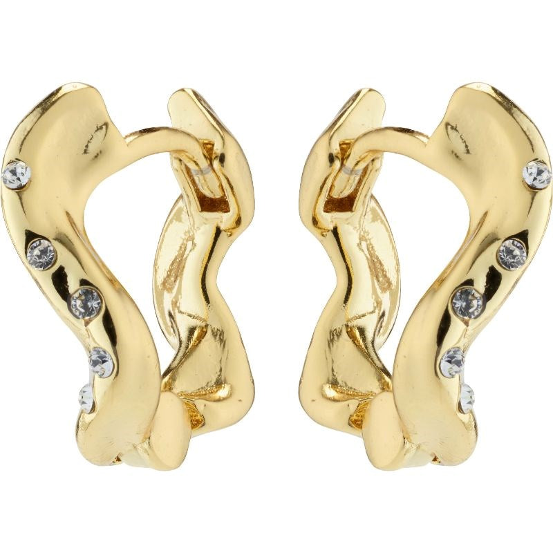 Evra Recycled Organic Shaped Crystal Hoops - Gold Plated
