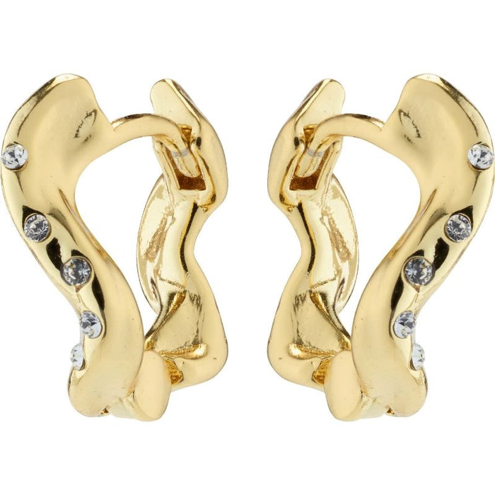 Evra Recycled Organic Shaped Crystal Hoops - Gold Plated