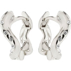 Evra Recycled Organic Shaped Crystal Hoops - Silver Plated